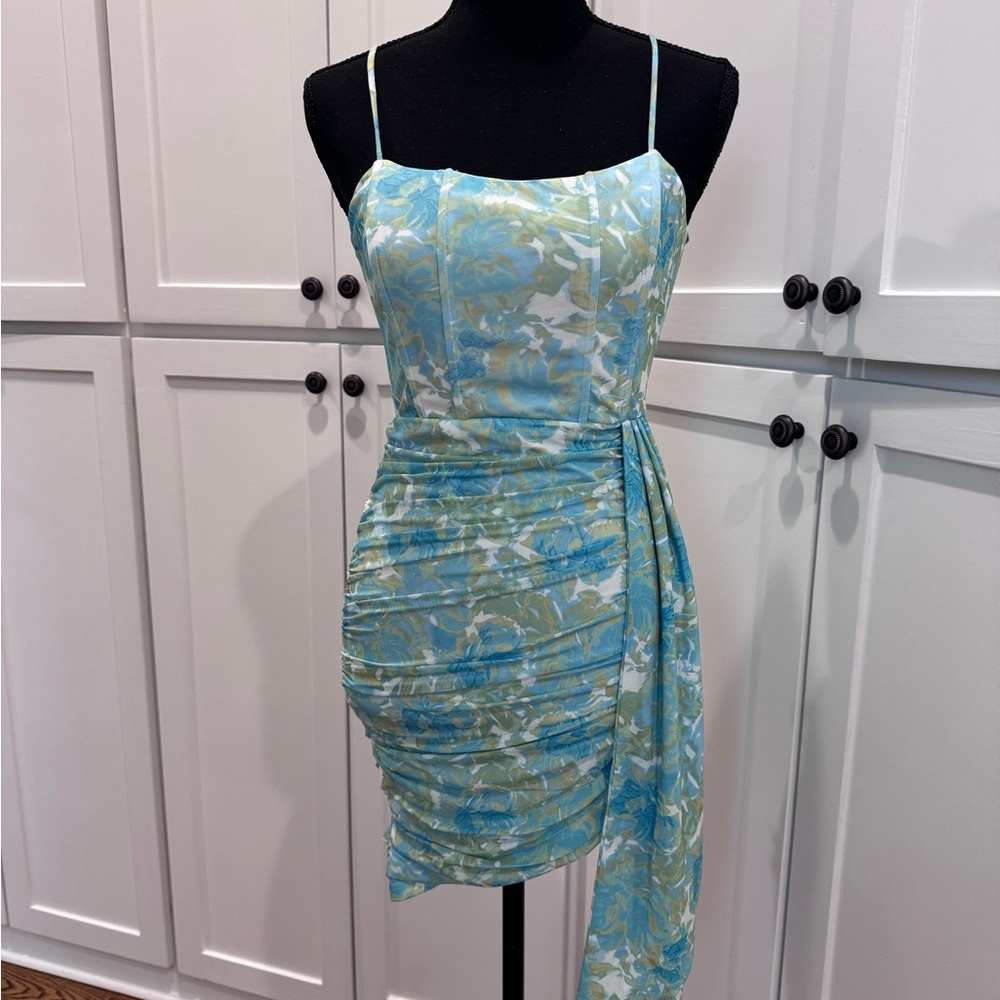 Hello Molly NWT Adorable Blue and Green Floral Dress